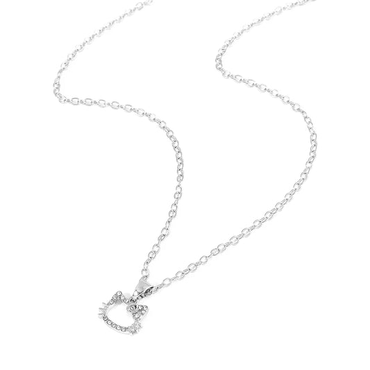 Sanrio Hello Kitty Pendant Necklace Girls Jewelry Cute Clavicle Chain Fashion Women'S Rhinestone Necklace Gift